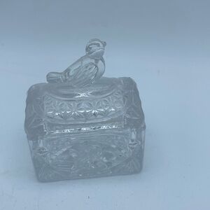 VTG bird cut glass lidded trinket box